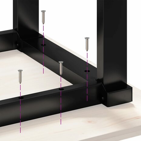 Eettafel O-frame 80x80x75 cm massief grenenhout en staal 8