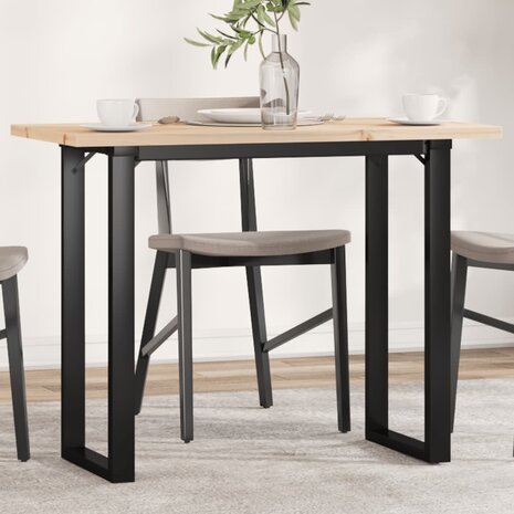 Eettafel O-frame 100x50x75,5 cm massief grenenhout en staal 1