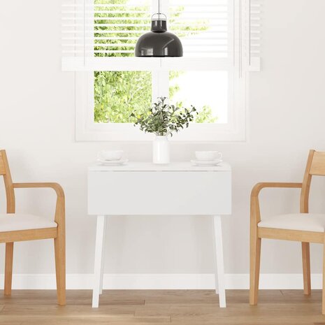 Eettafel massief hout wit rubber 1
