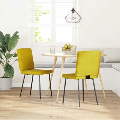 Eetkamerstoelen 2 st fluweel geel 1