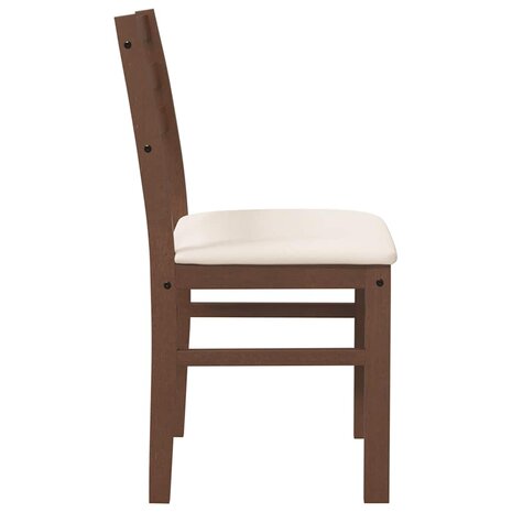Eetkamerstoelen met kussens 2 st massief hout rubber bruin 6