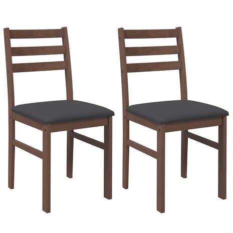 Eetkamerstoelen met kussens 2 st massief hout rubber bruin 2