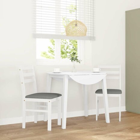 Eetkamerstoelen met kussens 2 st massief hout rubber wit 1