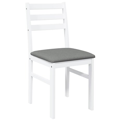 Eetkamerstoelen met kussens 2 st massief hout rubber wit 4
