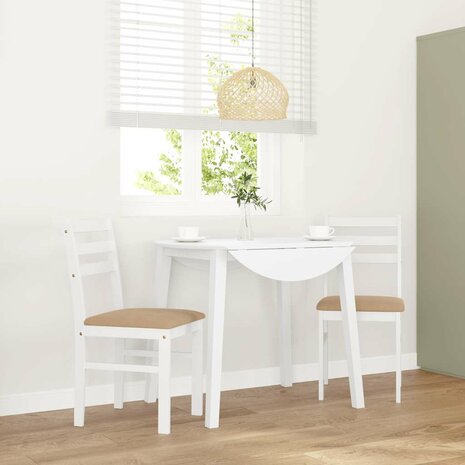 Eetkamerstoelen met kussens 2 st massief hout rubber wit 1