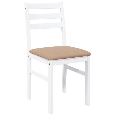 Eetkamerstoelen met kussens 2 st massief hout rubber wit 4