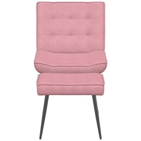 Relaxstoel met voetenbank fluweel roze 4