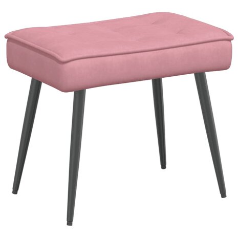 Relaxstoel met voetenbank fluweel roze 6