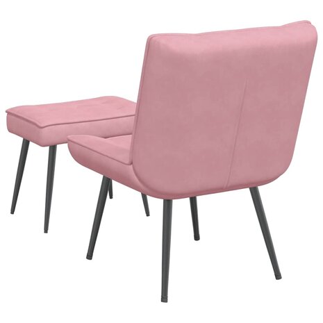 Relaxstoel met voetenbank fluweel roze 8