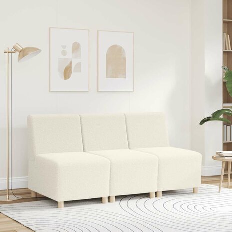 Fauteuil 55 cm gekrulde wolachtige stof crèmekleurig 3