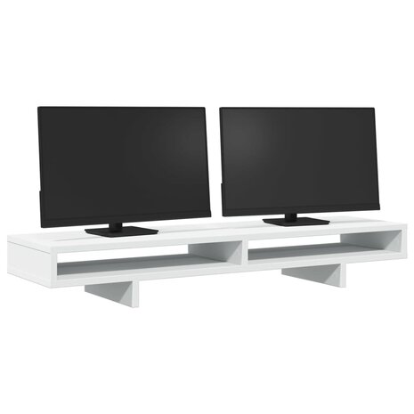 Monitorstandaard 100x27x15 cm bewerkt hout wit 3