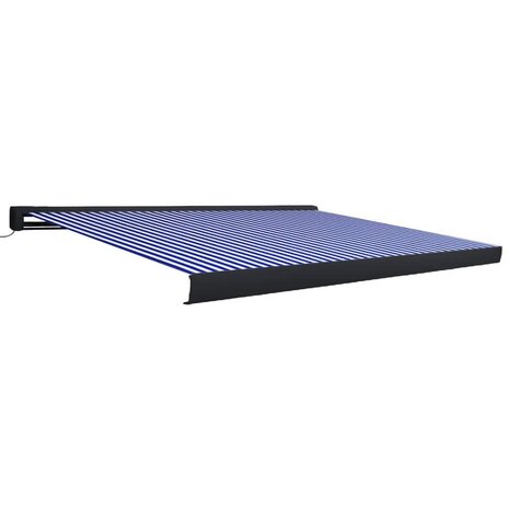 Luifel gemotoriseerd 350x250 cm blauw en wit 2