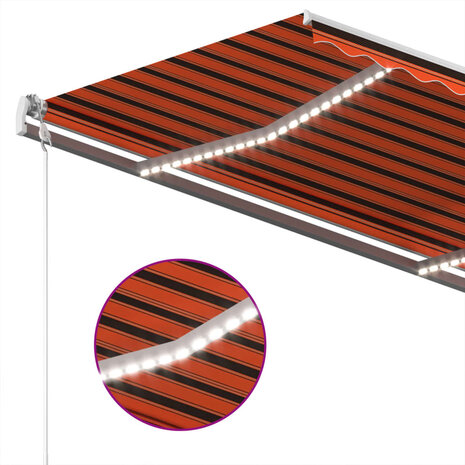 Luifel automatisch met LED windsensor 400x300 cm oranje bruin 5