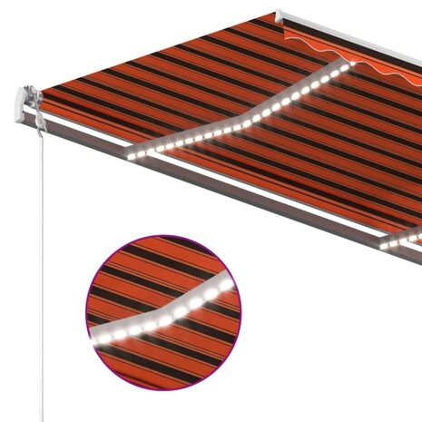 Luifel automatisch met LED windsensor 450x300 cm oranje bruin 5