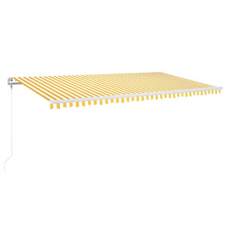 Luifel automatisch met LED en windsensor 600x300 cm geel en wit 2