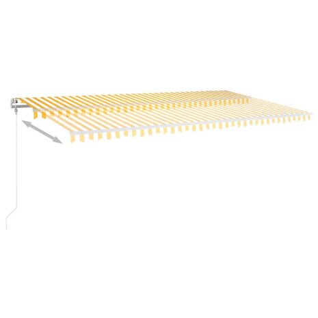 Luifel automatisch met LED en windsensor 600x300 cm geel en wit 4