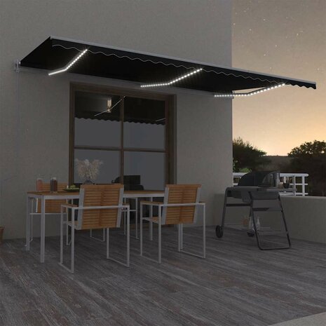 Luifel automatisch met LED en windsensor 600x300 cm antraciet 1