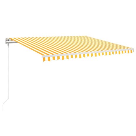 Luifel automatisch met LED en windsensor 400x350 cm geel en wit 2