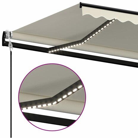 Luifel automatisch met LED en windsensor 400x350 cm crèmekleur 5