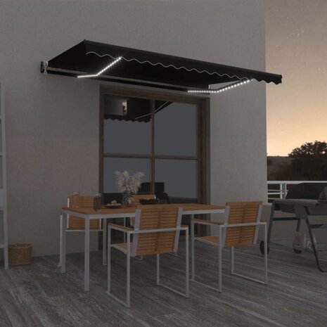 Luifel automatisch met LED en windsensor 400x350 cm antraciet 1