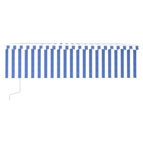 Luifel automatisch rolgordijn LED windsensor 5x3 m blauw en wit  3