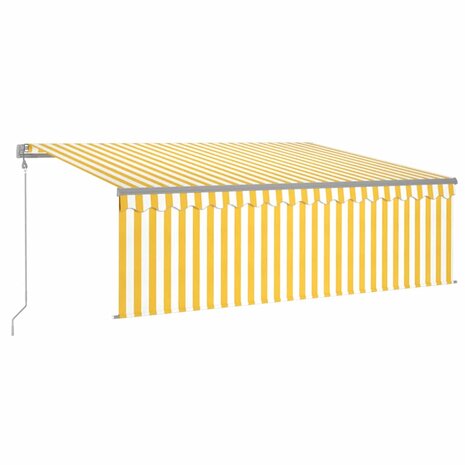 Luifel automatisch rolgordijn LED windsensor 4x3 m geel en wit   2