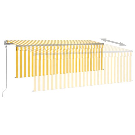 Luifel automatisch rolgordijn LED windsensor 4x3 m geel en wit   4
