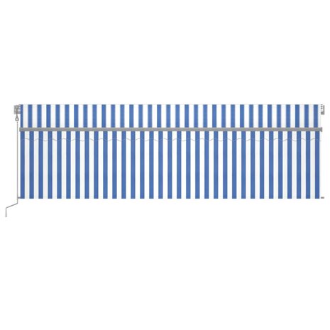 Luifel automatisch rolgordijn LED windsensor 5x3 m blauw en wit 3