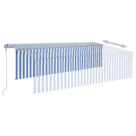 Luifel automatisch rolgordijn LED windsensor 5x3 m blauw en wit 4
