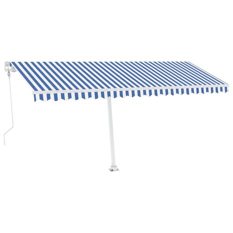 Luifel automatisch met LED en windsensor 500x350 cm blauw wit   2