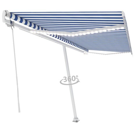 Luifel automatisch met LED en windsensor 500x350 cm blauw wit   3