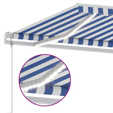 Luifel automatisch met LED en windsensor 500x350 cm blauw wit   5