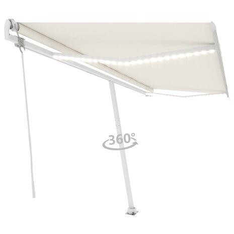 Luifel automatisch met LED en windsensor 500x350 cm crèmekleur   3