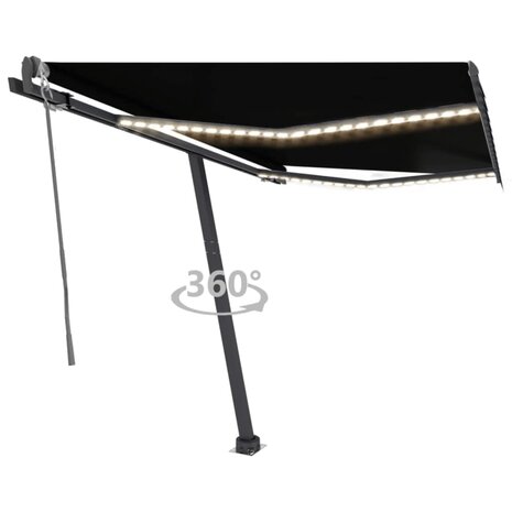 Luifel automatisch met LED en windsensor 300x250 cm antraciet 1