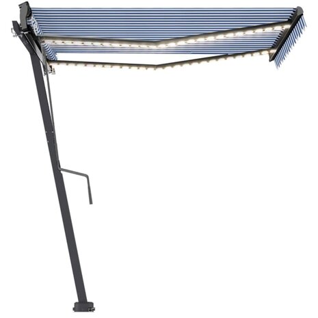 Luifel automatisch met LED en windsensor 350x250 cm blauw wit 2