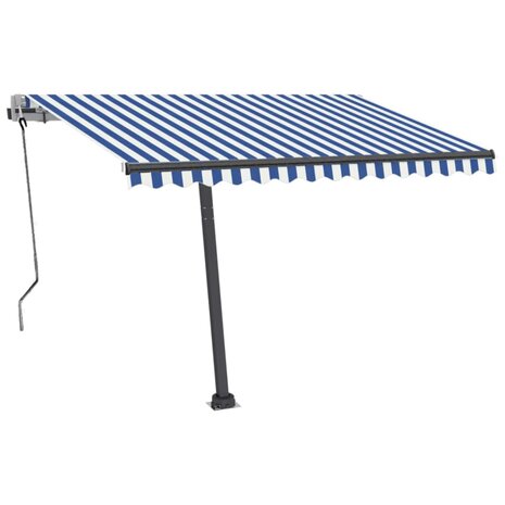 Luifel automatisch met LED en windsensor 350x250 cm blauw wit 3