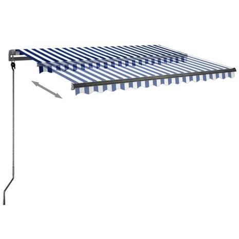 Luifel automatisch met LED en windsensor 350x250 cm blauw wit 5