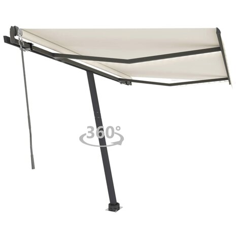 Luifel automatisch met LED en windsensor 350x250 cm crèmekleur 1