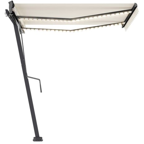 Luifel automatisch met LED en windsensor 350x250 cm crèmekleur 2