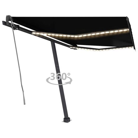 Luifel automatisch met LED en windsensor 350x250 cm antraciet 1