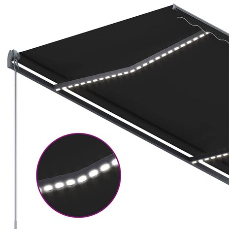 Luifel automatisch met LED en windsensor 350x250 cm antraciet 6