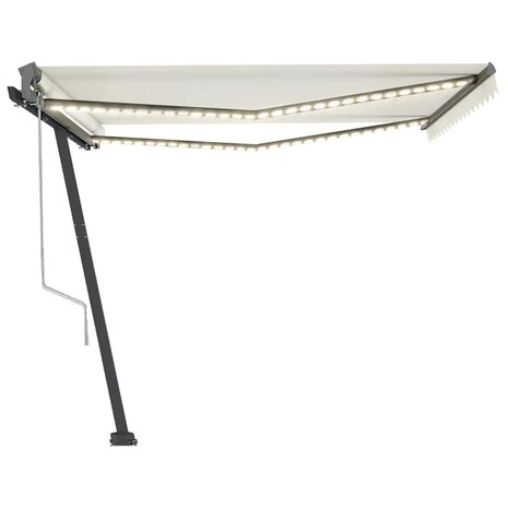Luifel automatisch met LED en windsensor 400x300 cm crèmekleur 2