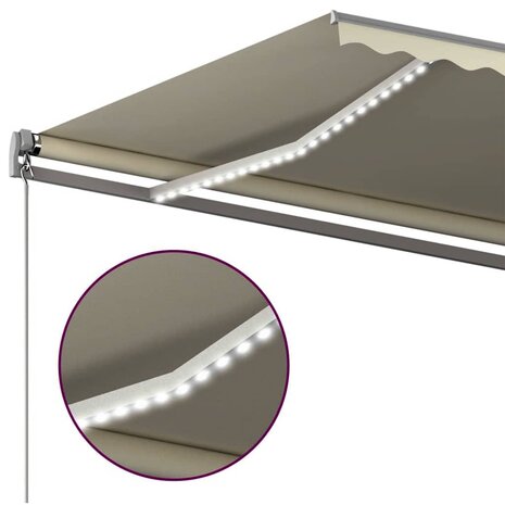 Luifel automatisch met LED en windsensor 400x300 cm crèmekleur 6
