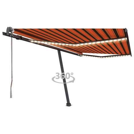 Luifel automatisch met LED windsensor 400x300 cm oranje bruin 1