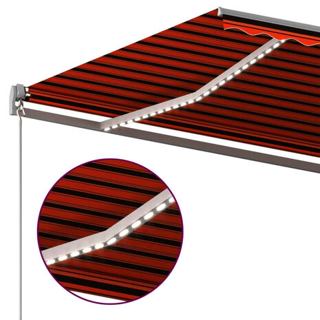 Luifel automatisch met LED windsensor 400x300 cm oranje bruin 6