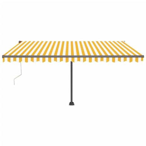 Luifel automatisch met LED en windsensor 450x300 cm geel en wit 3