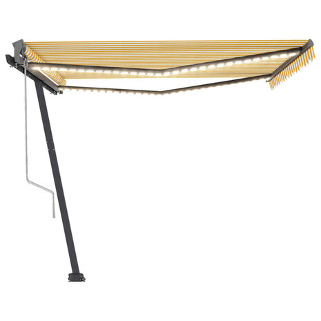 Luifel automatisch met LED en windsensor 450x300 cm geel en wit 4