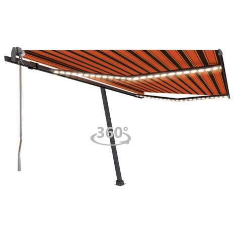 Luifel automatisch met LED windsensor 450x300 cm oranje bruin 1