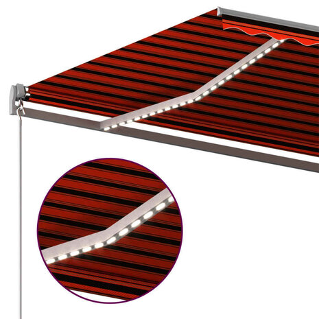 Luifel automatisch met LED windsensor 450x300 cm oranje bruin 6