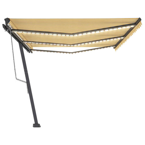 Luifel automatisch met LED en windsensor 600x300 cm geel en wit 4